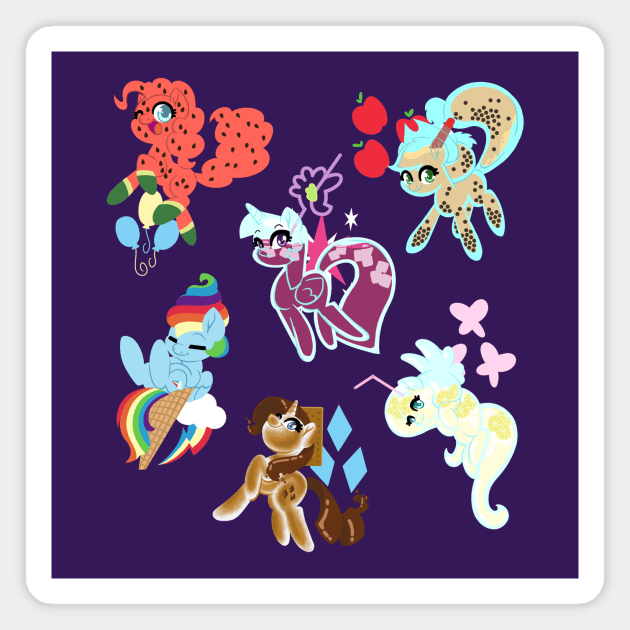 Mane 6 as Food Magnet by BluRabbit